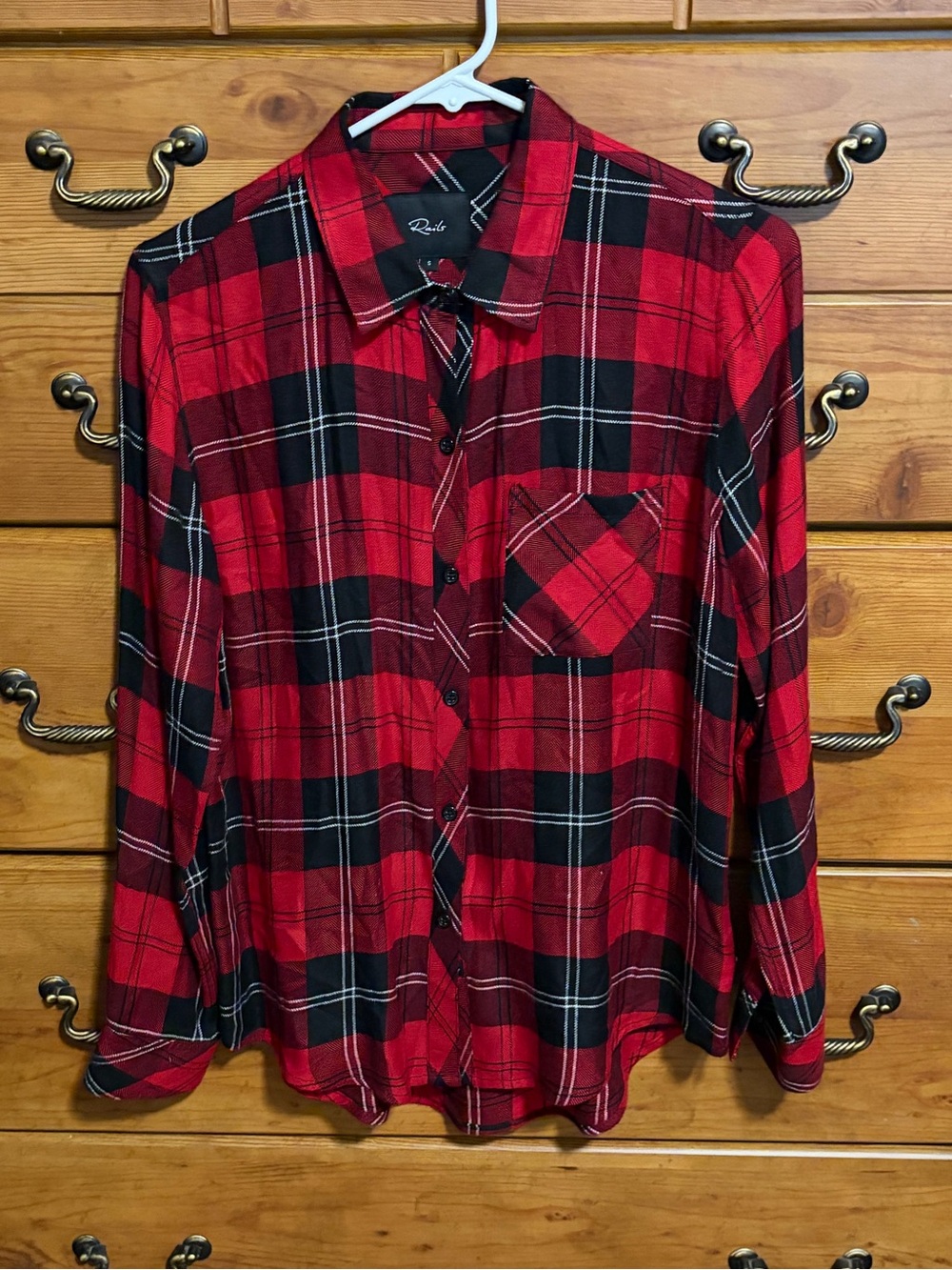 Rails Red and Black Plaid Button-Down Shirt for Women